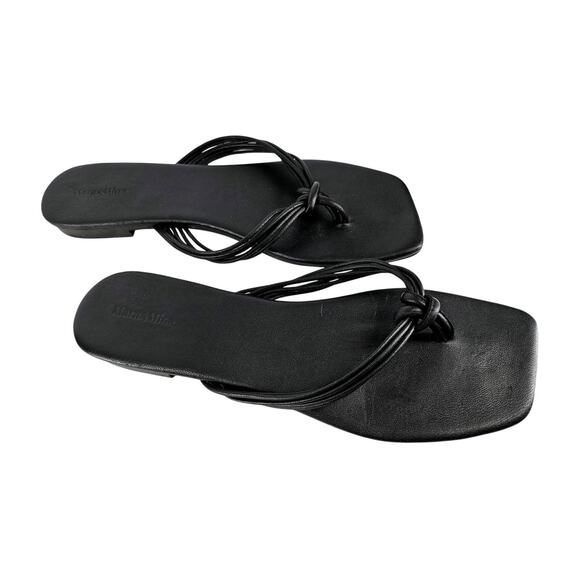 Mara & Mine Shoes - MARA & MINE LOLA WOMEN'S BLACK LEATHER THONG FLAT SANDALS - SIZE 9